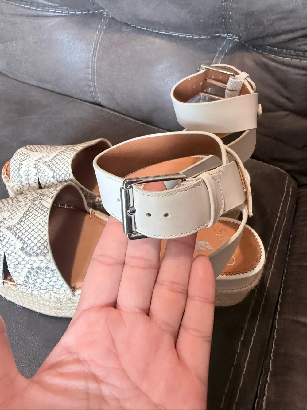 Franco Sarto Cream and Natural Espadrille Platform Sandals